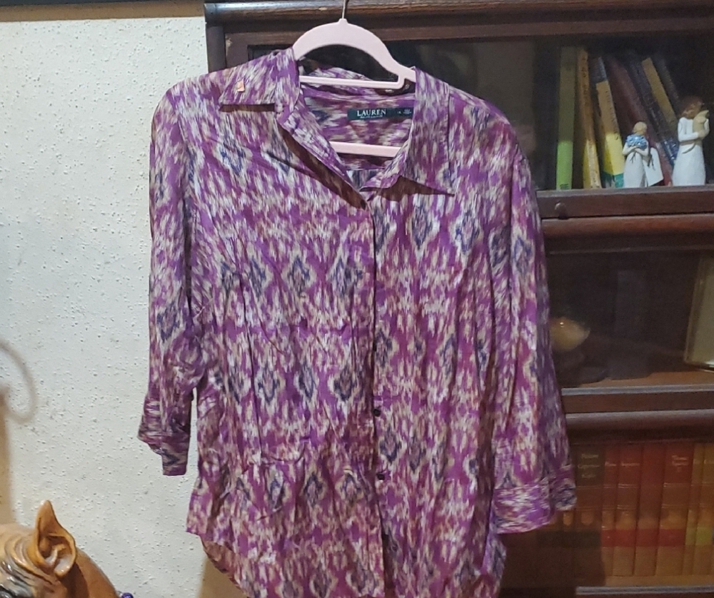 Ralph Lauren Women's Purple Patterned Top